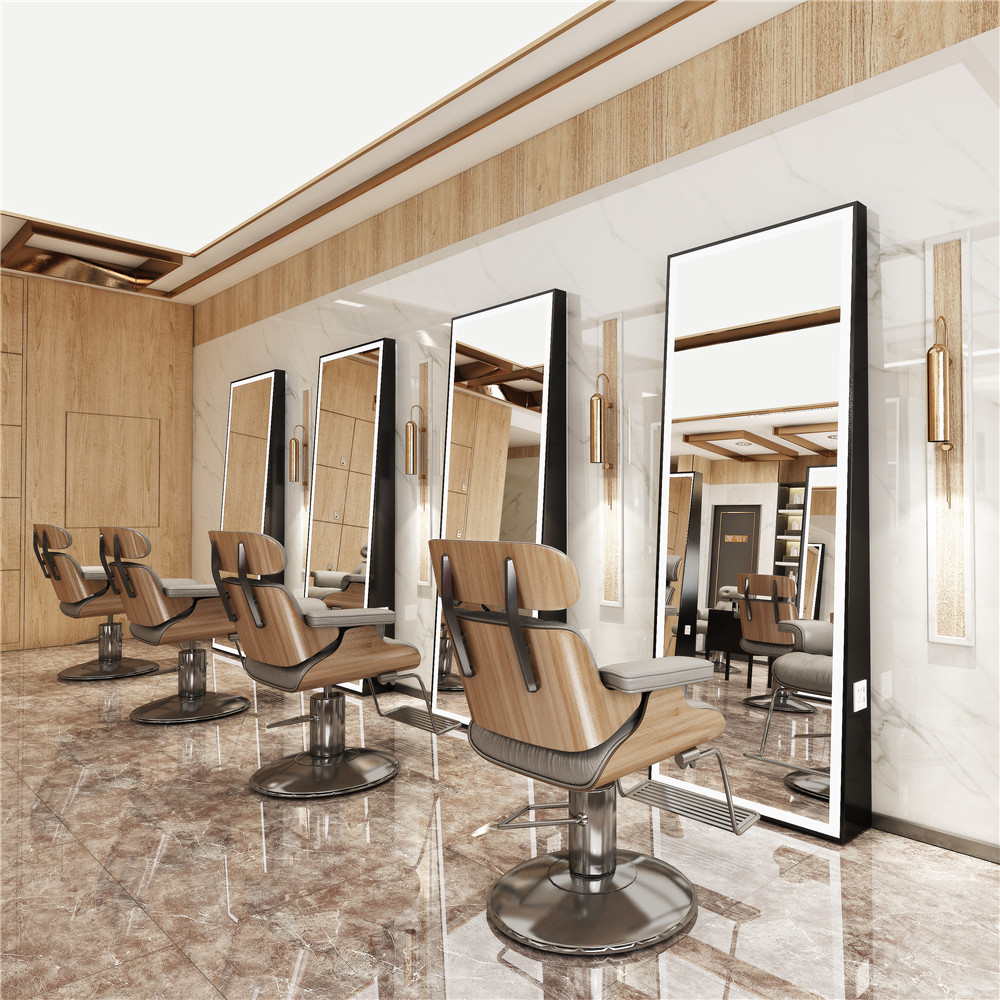Barber shop mirror desk hair salon dedicated double-sided hair salon net red simple integrated floor-to-ceiling light fitting cut hair mirror