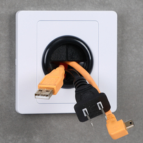 Blank panel with outlet hole 86 type computer TV cable network cable Wall wire with rubber ring white cover plate entry hole