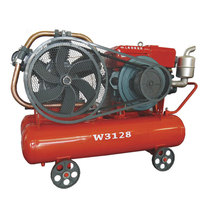 Red Wuhuan mining machine W3128 (diesel)piston air compressor with square brand manual diesel engine