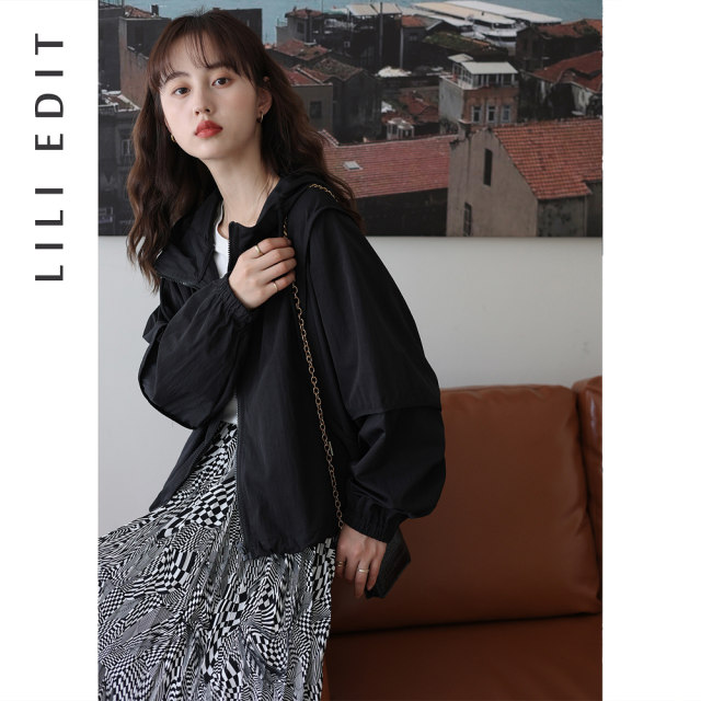 LILIEDIT / Hooded Casual Jacket ເສື້ອຍືດບາງໆວ່າງຂອງແມ່ຍິງກິລາພາກຮຽນ spring ໄດ້ອະເນກປະສົງ Jacket Top