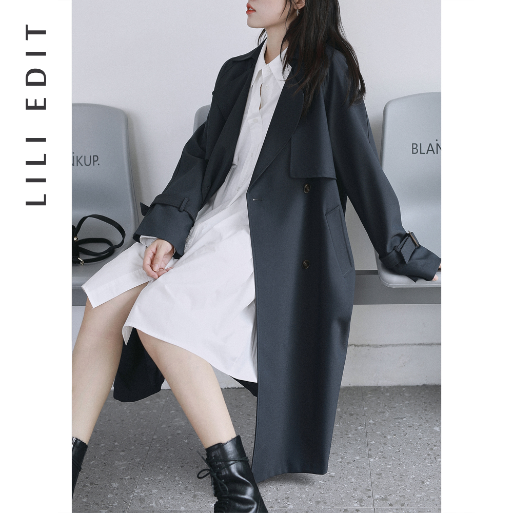 LILI mid-length windbreaker jacket women's 2020 new loose drape and thin belted coat with decoration