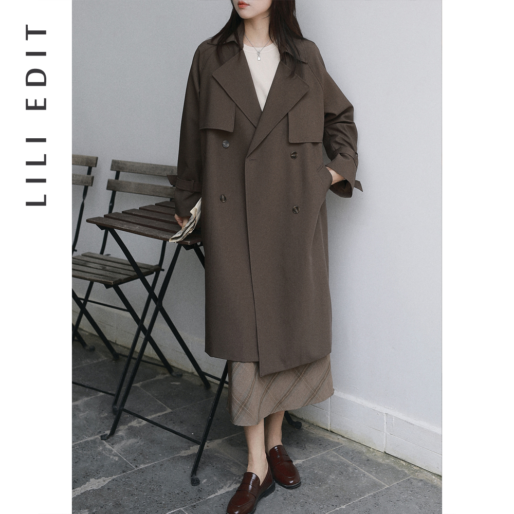 LILI mid-length windbreaker jacket women's 2020 new loose drape and thin belted coat with decoration