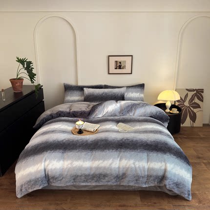 DR 新款獭兔绒四件套A类高克重兔毛绒加厚保暖双面牛奶绒床品B1