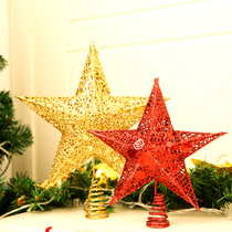 Christmas decoration pendant powder Star gold silver five-pointed star Christmas tree iron tree top star arrangement