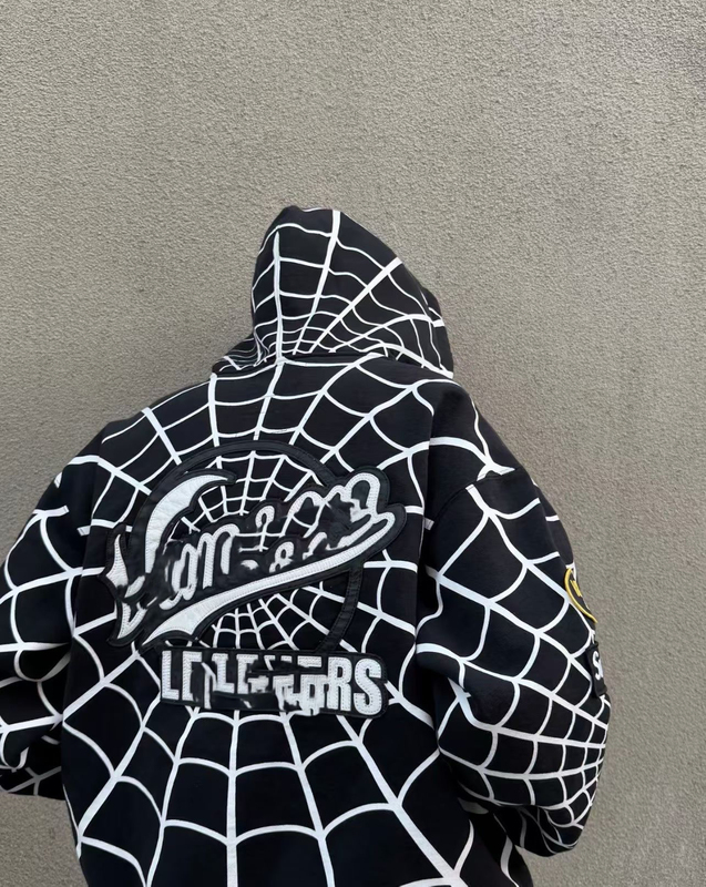Original New Zip up Hooded Sweatshirt Spiderweb Pattern Spider-Man Hoodie