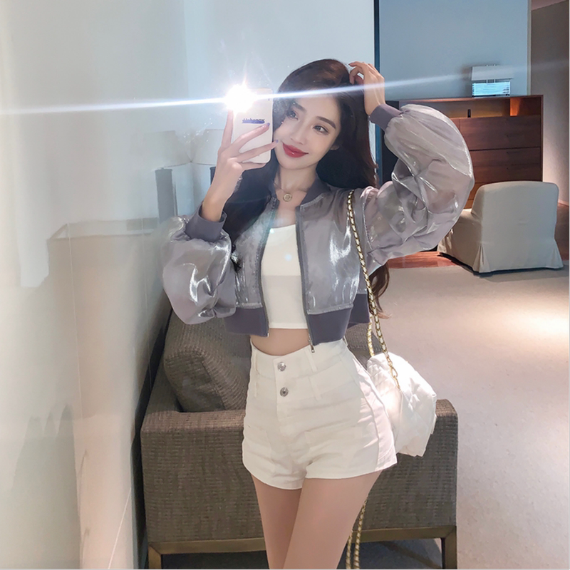 2025 New Sun Protection Clothing for Women, Summer Thin Korean Style Transparent Flowing Short Long-Sleeved Sun Protection Cardigan Jacket Top