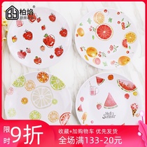 4-pack fresh plate Creative table small plate Nordic plate Household plastic plate Round melamine tableware