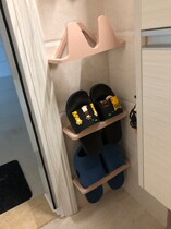 Slipper household shoe rack multi-functional adhesive hook suction type door rear toilet wall hanging plastic-free perforated bathroom