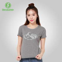 beaume Bao Beauty with a round collar short sleeve T-shirt North customer Outer summer printed breathable elastic fashion blouse