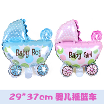 Cute cartoon baby mini stroller full moon arrangement balloon childrens year old 100 day decorative balloon