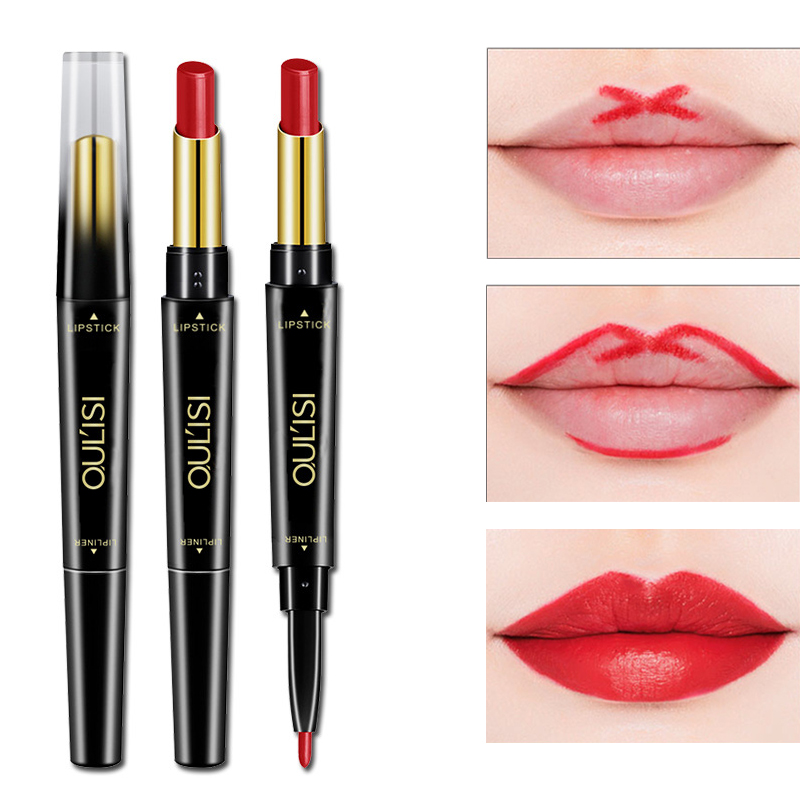 Lip Line Pen Female Hook Thread Waterproof Nude Color Beginner automatic rotation lasting not easy to drop color lipstick two-in-one