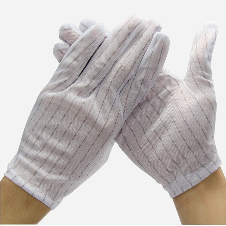 Anti - static double - sided striped gloves Experimental dust - free electronics industry gloves white nylon gloves