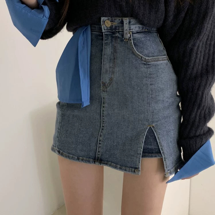 Hàn Quốc Dongdaemun Phụ nữ mùa xuân 2020 Mới Sexy Side Split Quần short denim Xu hướng váy ngắn - Cộng với kích thước quần áo