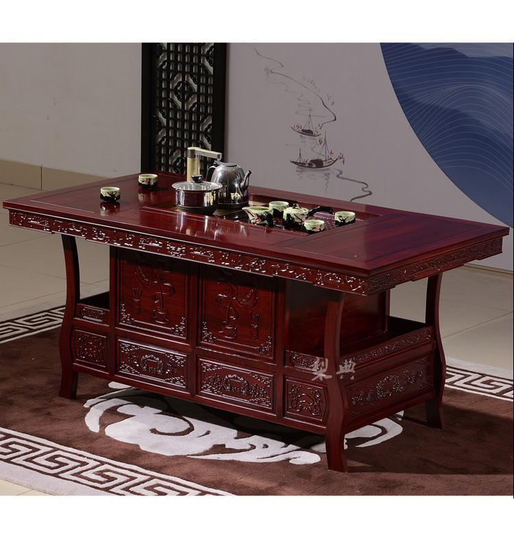 Bàn trà gỗ hồng mộc gỗ gụ châu Phi và chủ trì trà kết hợp Taichung bảng trà bàn trà gỗ rắn bàn trà bàn ghế Baoding - Bàn trà bàn ghế sofa gỗ