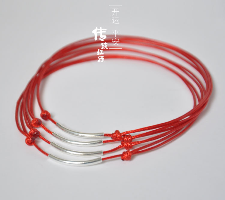 Vòng chân S925 sterling silver chuyển red rope vòng chân vòng đeo tay nữ sinh năm sinh viên nam và nữ các cặp vợ chồng handmade rope vòng chân