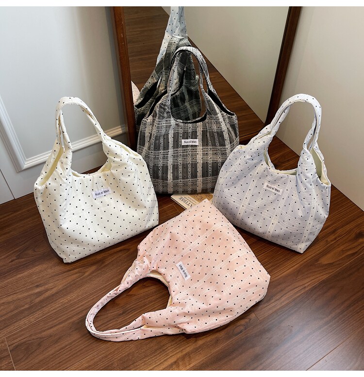 Borsa tote in tela da donna, borsa a secchiello a tracolla_voghion.com