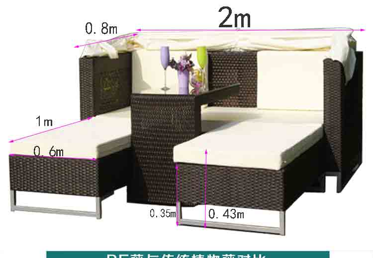 Ngoài trời giường đôi vườn hồ bơi ban công giải trí ghế giường khách sạn dự án khu nghỉ mát mây ghế nhựa ngoài trời