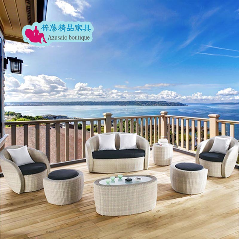 Outdoor Sofa Balcony Patio Courtyard Rattan Sofa Hotel Clubhouse Negotiate Sofa Rattan sofa Sofa Tea Table Combinations