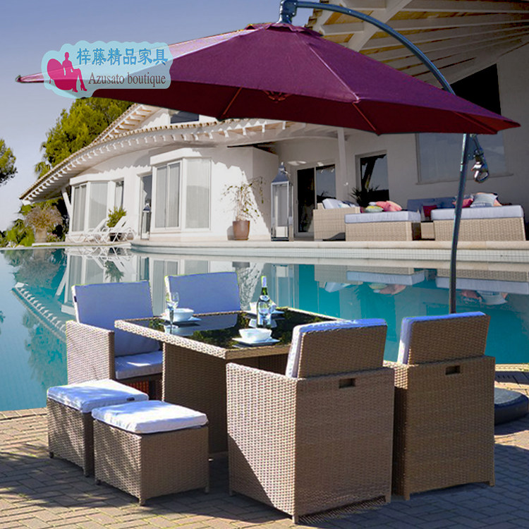 Balcony containing table and chairs imitation rattan chair tea table five sets of outdoor terrace rattan choreography table and chairs outdoor patio casual furniture