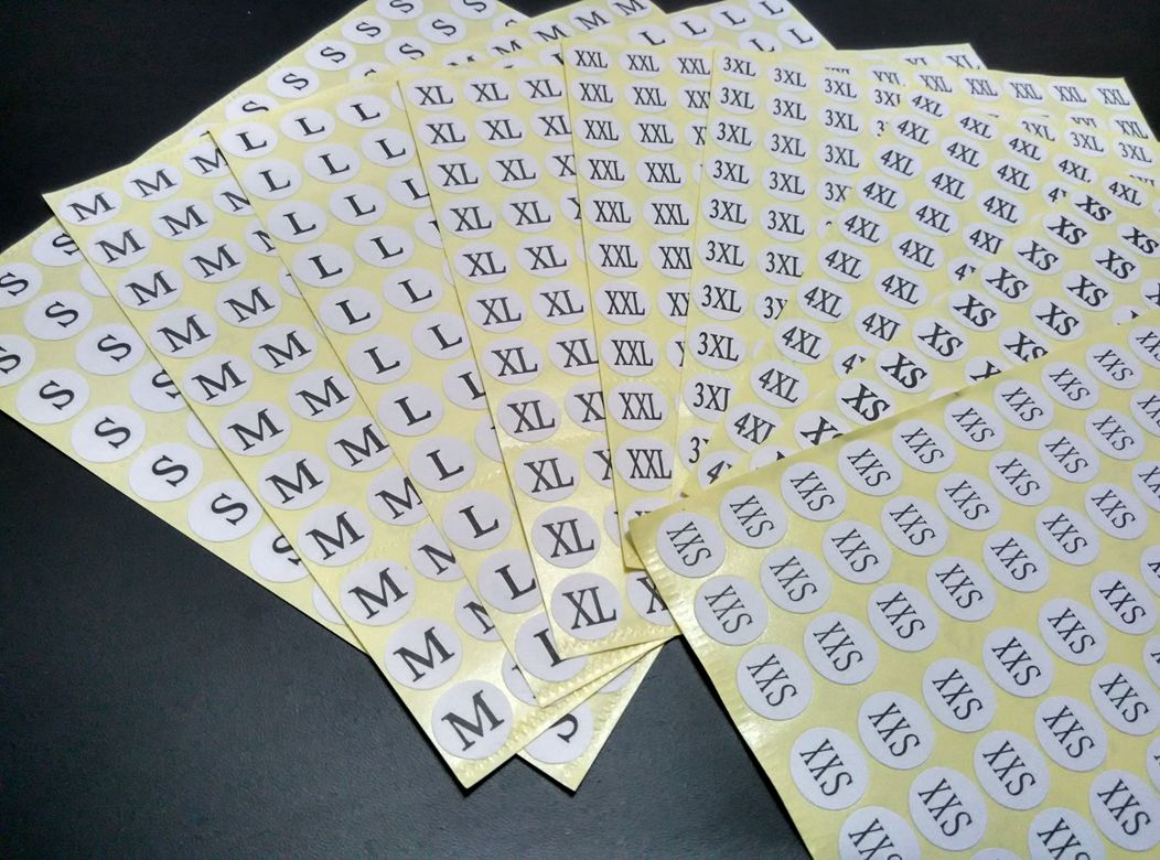 1980 pack size label paper L M S Clothing size number Clothing yard number Label code sticker