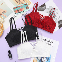 Underwear without steel ring bra gathering small chest student high school girl lace sexy cute back shoulder strap bra