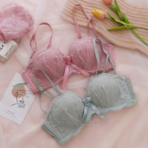 Lingerie female small breasts gather up to anti-drooping no steel ring lace adolescent girl wind comfort slim fit big chest display small bra