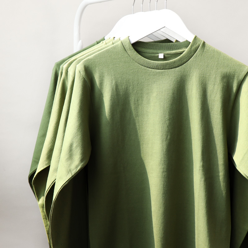 230g Heavyweight Matcha Green Pure Cotton Solid Color Long-Sleeve Pullover T-Shirt Sweatshirt Base Shirt Unisex Loose Fit Autumn 230g Heavyweight Matcha Green Pure Cotton Solid Color Long-Sleeve Pullover T-Shirt Sweatshirt Base Shirt Unisex Loose Fit Autumn