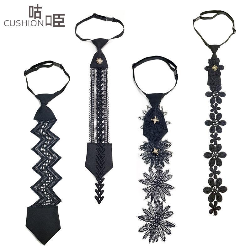 Hollow Lace Tie Women's Lolita Shirt Decorative Floating Tie Bow Tie Elegant Fake Collar Black and White Versatile Clothing Accessories