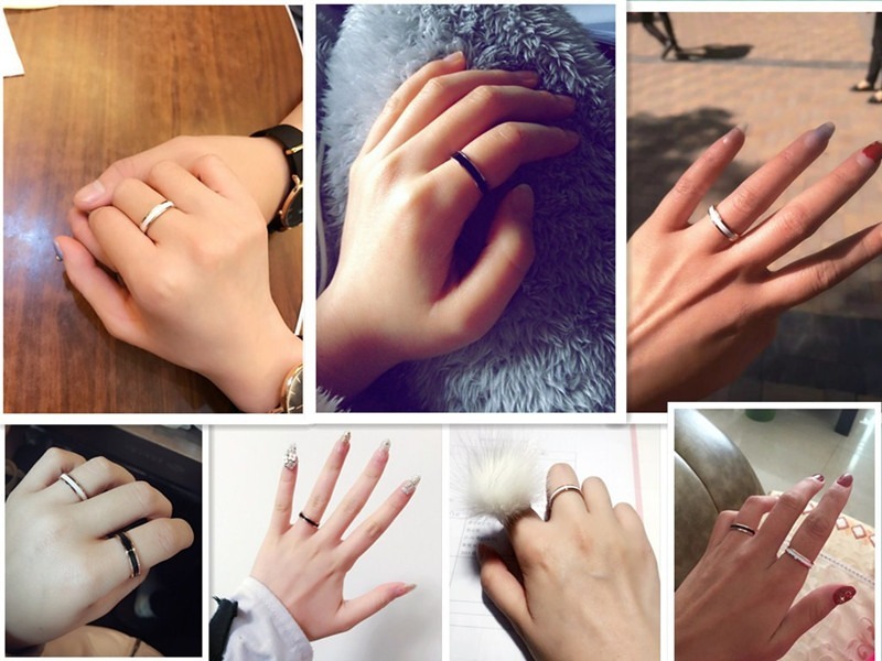 Rose gold skinny fashion web celebrity, black and white ceramic rings for men and women lovers ring tail ring finger to buddhist monastic discipline act the role ofing is tasted