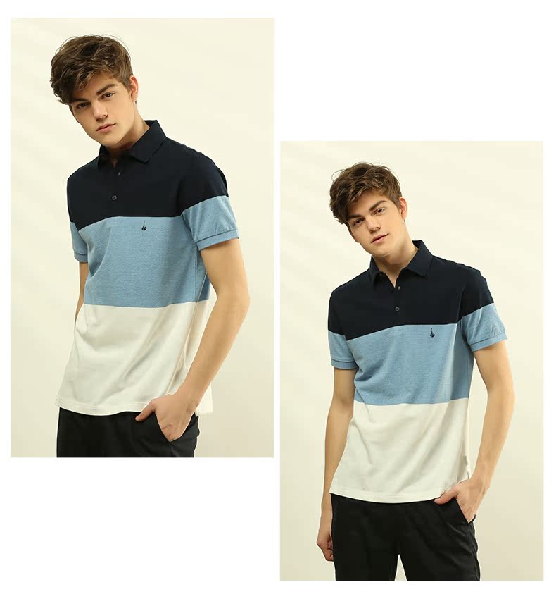Dealuna / Dilon quần áo nam POLO áo sơ mi nam mới khâu thể thao tay áo ngắn M19225M11 - Polo áo polo đồng phục