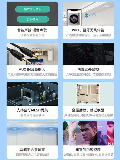 High-End Pro Ceiling Speaker with Built-In Bluetooth and Wifi, Supports Xiao Ai Voice Control for Smart Home Speakers