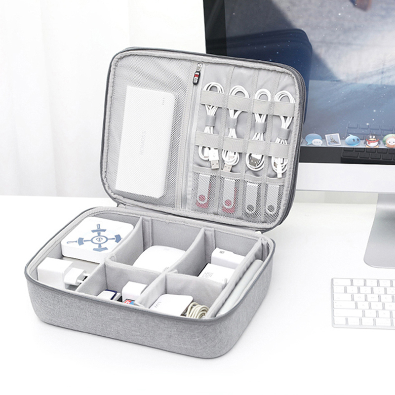 Bubm Data Cable Storage Box Portable Power Bank Charger Organizer Large Capacity Mobile Phone Power Bank Earphone Hard Drive Case Bag Digital Accessories Electronic Products Organizer Bag iPad Protective Case