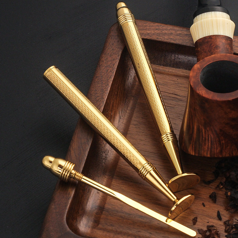 Gold pipe pressure rod personalized oval pressure rod head scraper through needle portable cleaning tool accessories for men