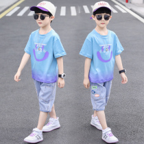 Boys summer clothing short sleeve suit slim fit 2022 new CUHK Tong Shuai Children loose and fried street Two sets of childrens clothes