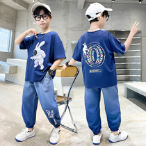 Boy Clothing Boy Summer Clothing Slim Fit Cartoon Suit 2022 New CUHK Child Summer Clothing Trendy Fried Street Two Sets Net Red