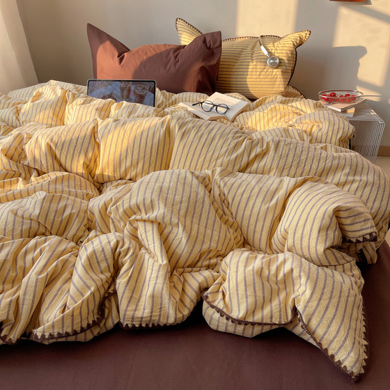 ins Xinjiang Long-Staple Cotton Pure Cotton Fabric 2026 New Four-Piece Bedding Set Sheet Duvet Cover Student Dormitory Three-Piece Set All Cotton 4