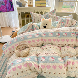 Ins Bedding Four-Piece Set Pure Cotton 2026 New Style Bed Sheet Quilt Cover Three-Piece Set Student Dormitory Winter 4