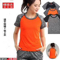 Summer sports short-sleeved t-shirt womens casual running fitness loose large size thin breathable quick-drying crew neck top