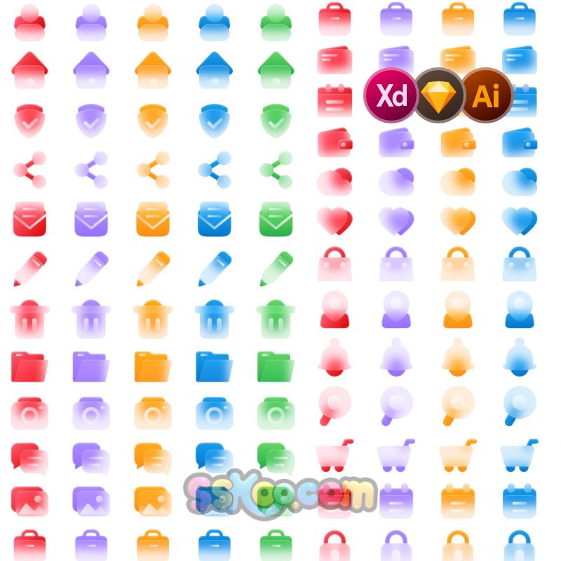 APP金刚区毛玻璃磨砂玻璃透明UI图标ICON设计xd/sketch/ai素材