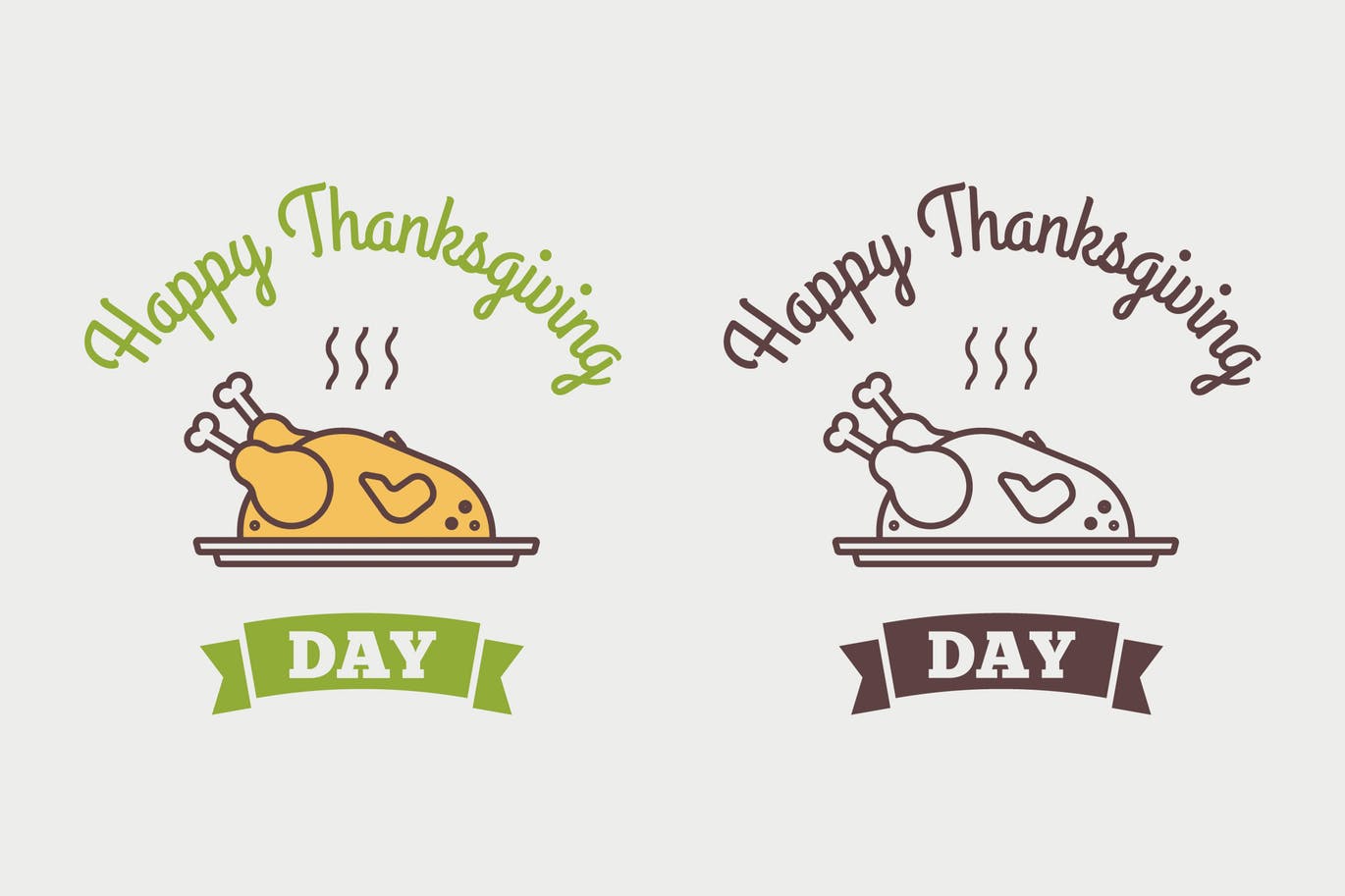 扁平设计风格感恩节庆祝主题Logo设计模板 Flat design style Happy Thanksgiving Day logotype