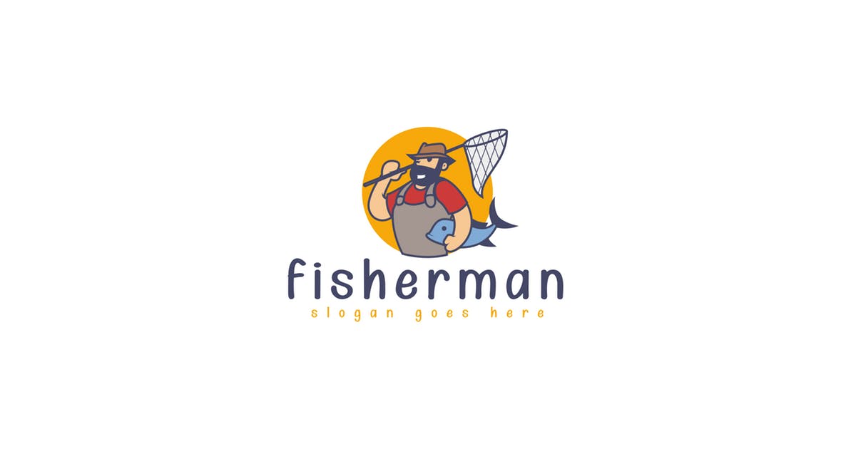 渔夫渔民形象Logo设计模板 Fisherman Logo Template