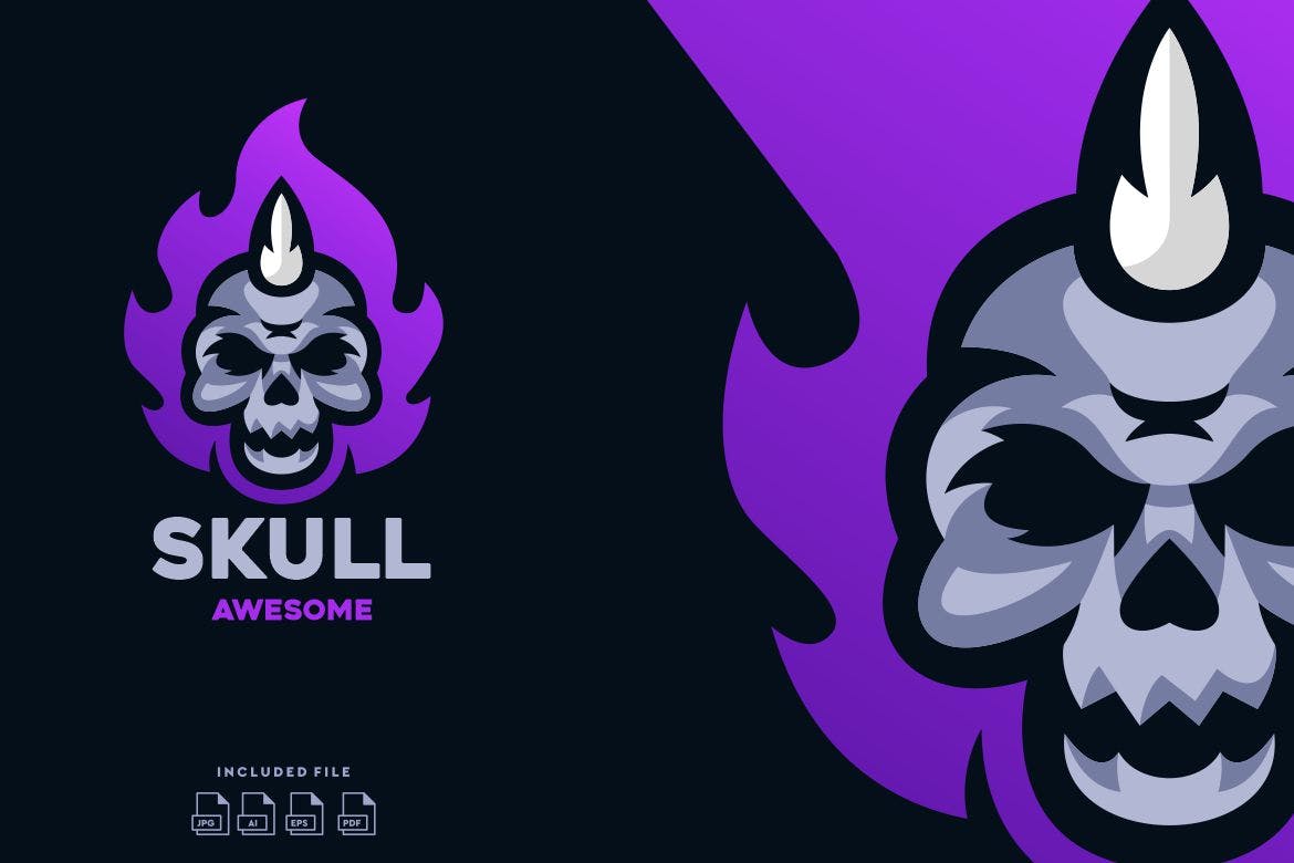 骷髅电子竞技标志Logo设计模板 Skull E-Sport Logo Design Template