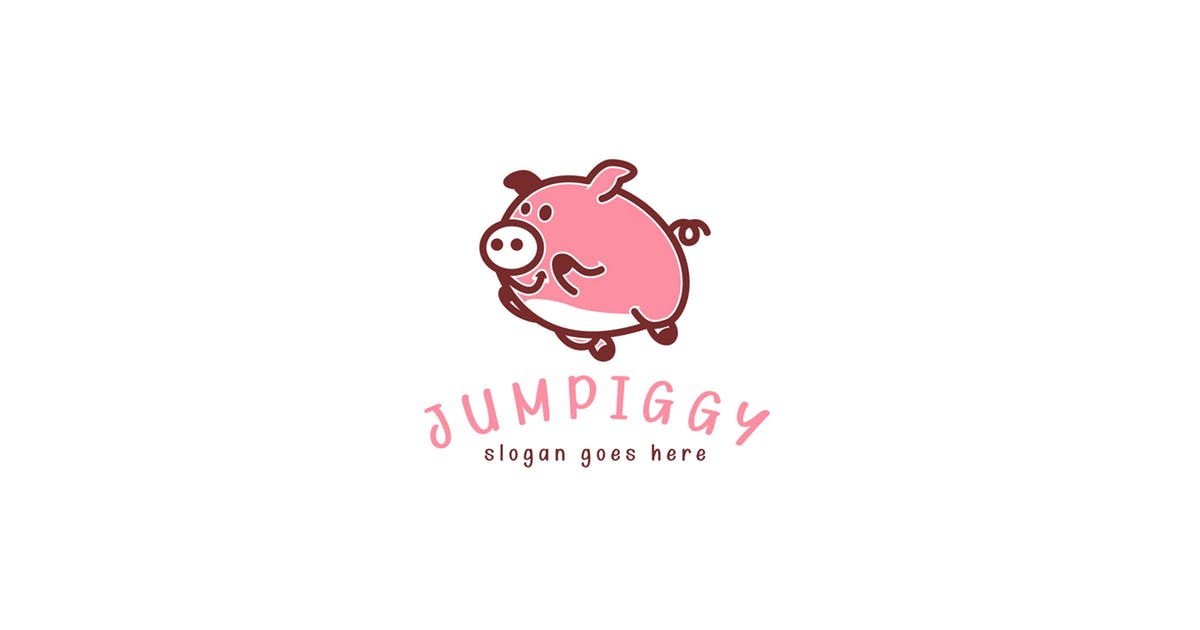 小猪卡通形象Logo设计模板 Piggy Logo Template