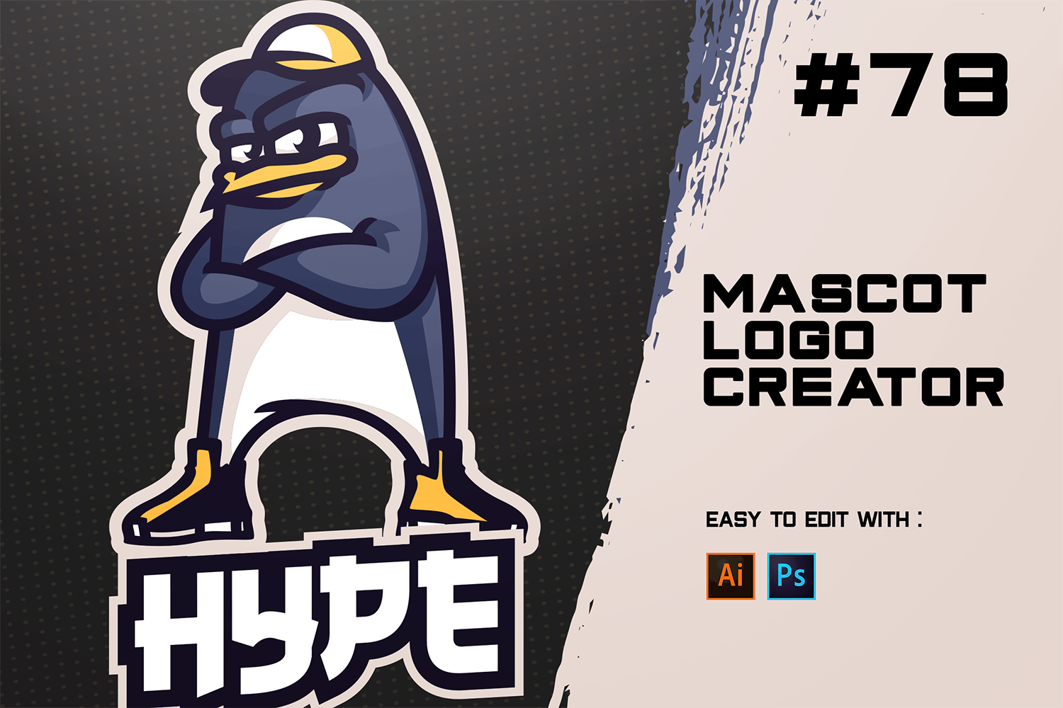 企鹅卡通形象电子竞技Logo模板 HYPE – E-Sports Logo Creator