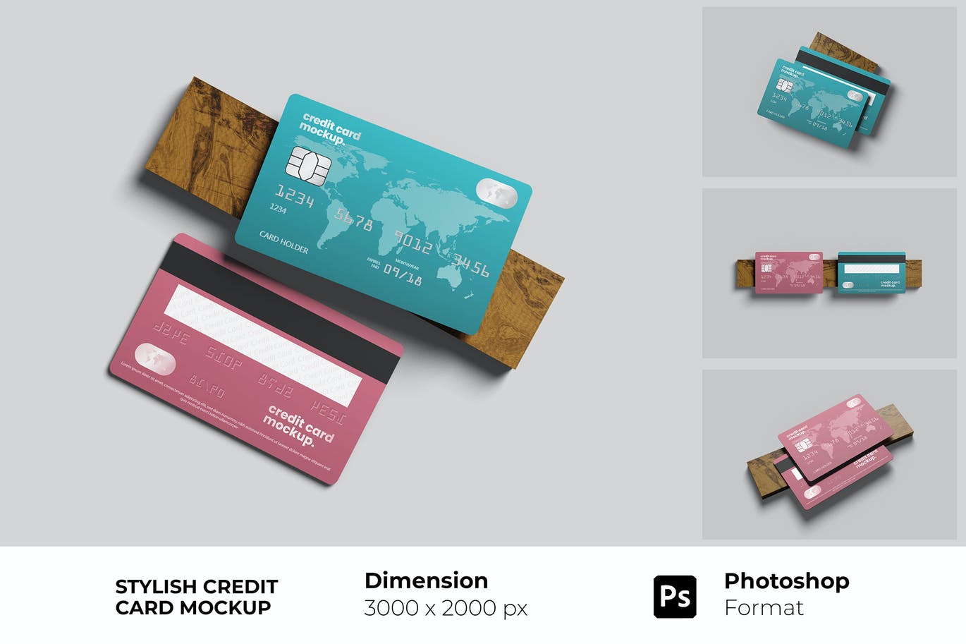 时尚的信用卡设计样机模板 Stylish Credit Card Mockup