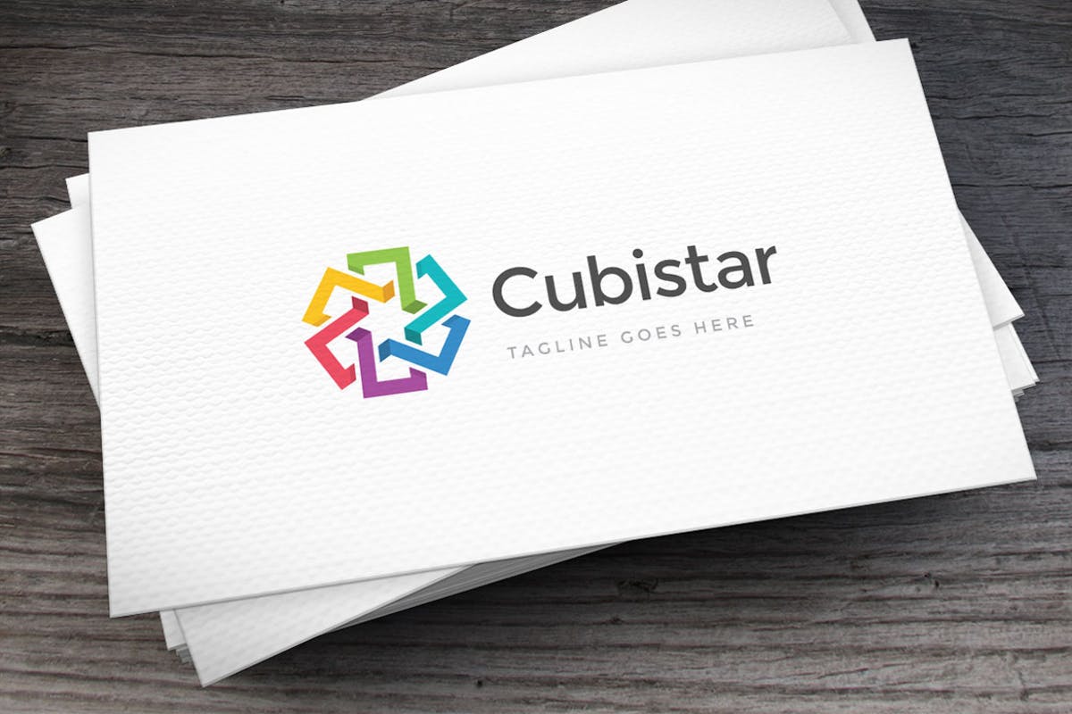 立体创意几何图形Logo设计模板 Cubistar Logo Template