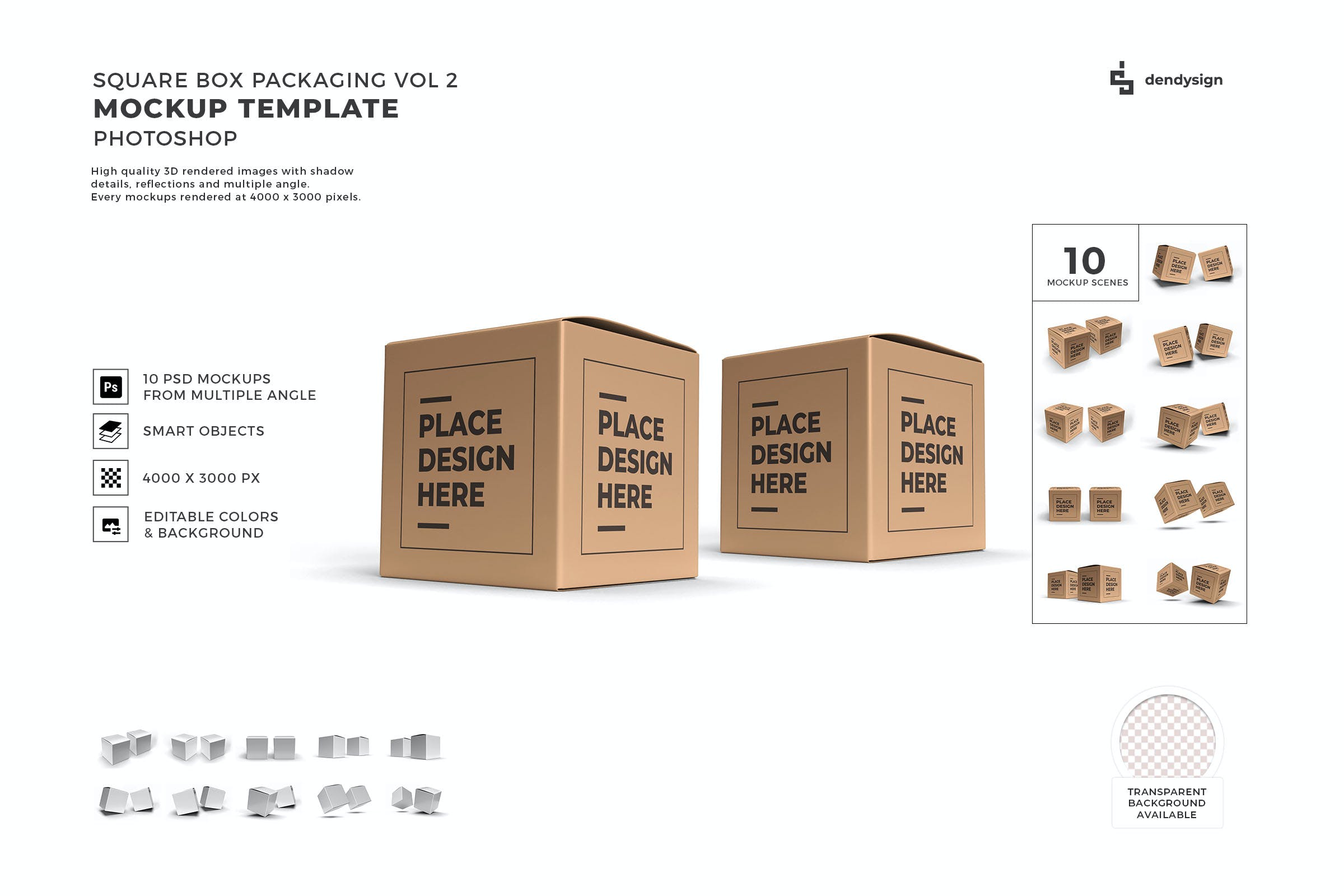 方形纸盒包装设计样机模板合集v2 Square Box Packaging Mockup Template Set Vol 2