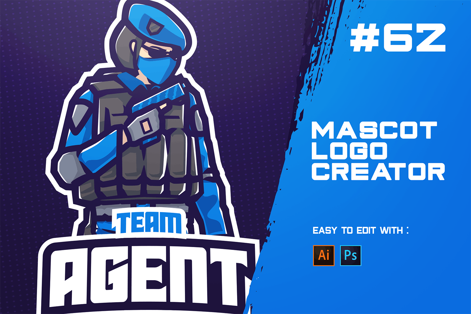 未来警察电子竞技Logo模板 AGENT – E-Sports Logo Creator