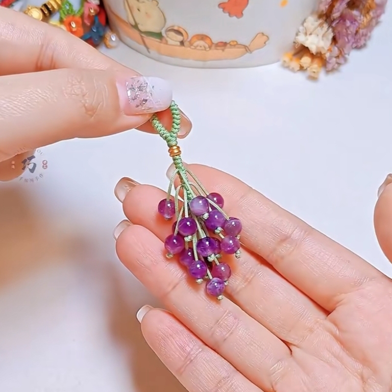Natural Fantasy Amethyst Grape Universal Pendant Keychain Gift for Girlfriend and Best Friend