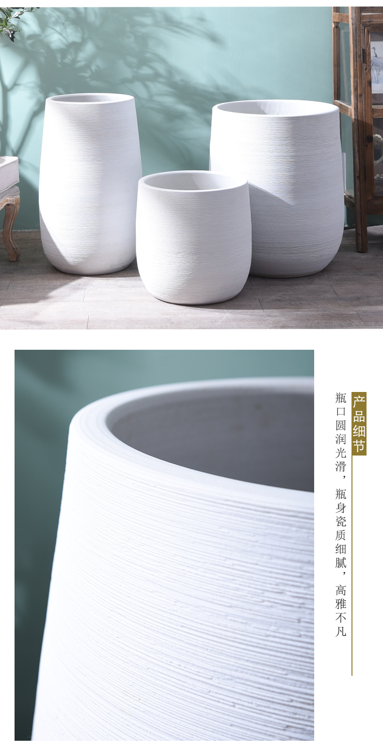 Nordic flowerpot vase I and contracted white black ceramic green plant hydroponic POTS of large diameter cylinder plant decoration